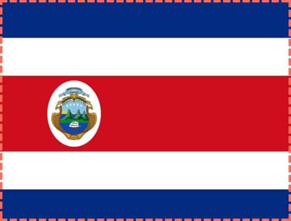 Imagen de la bandera de Costa Rica con sus colores y su escudo.